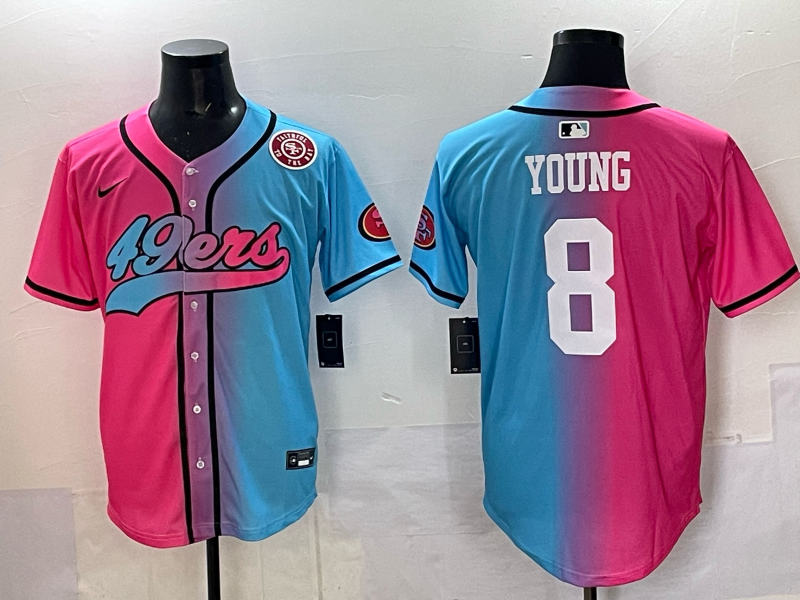 Men 2025 San Francisco 49ers #8 Young Pink Blue pink Nike Limited NFL Jersey 0011->san francisco 49ers->NFL Jersey